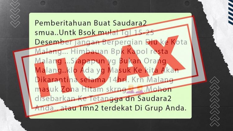 Hoaks Tentang Larangan ke Kota Malang oleh Kapolresta Malang