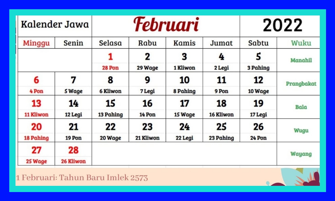 Lengkap kalender bulan februari 2022 Kalender Event