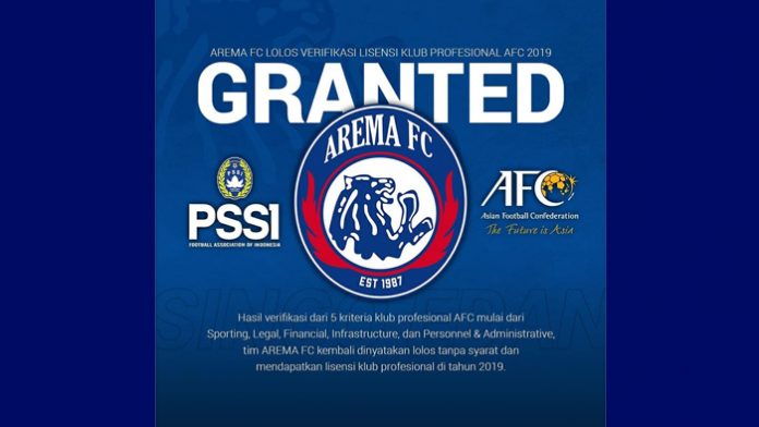 Ketiga Kalinya, Arema Mendapat Lisensi Klub Profesional AFC