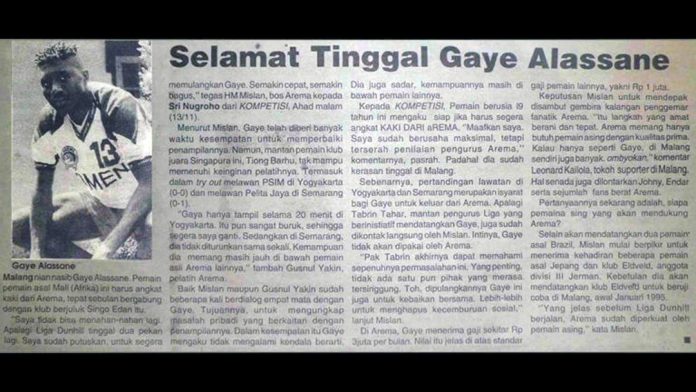 Gaye Alassane, Pemain Asing Pertama yang Diseleksi Arema